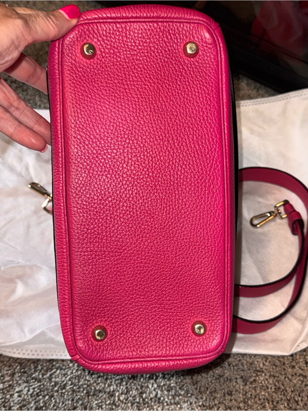 Dior Raspberry Pink Top Handle Pebbled Leather Be Dior with Gold Hardware - Picture 5 of 14